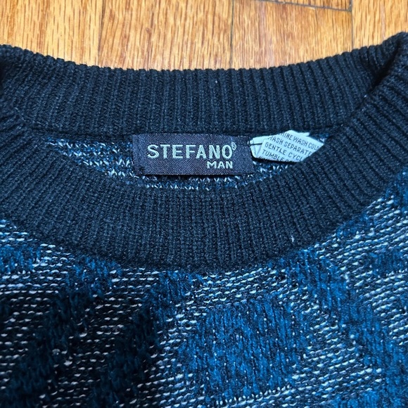 VTG Stefano Colorful Geometric Pattern Sweater Adult XL Black Purple Retro - Picture 3 of 11